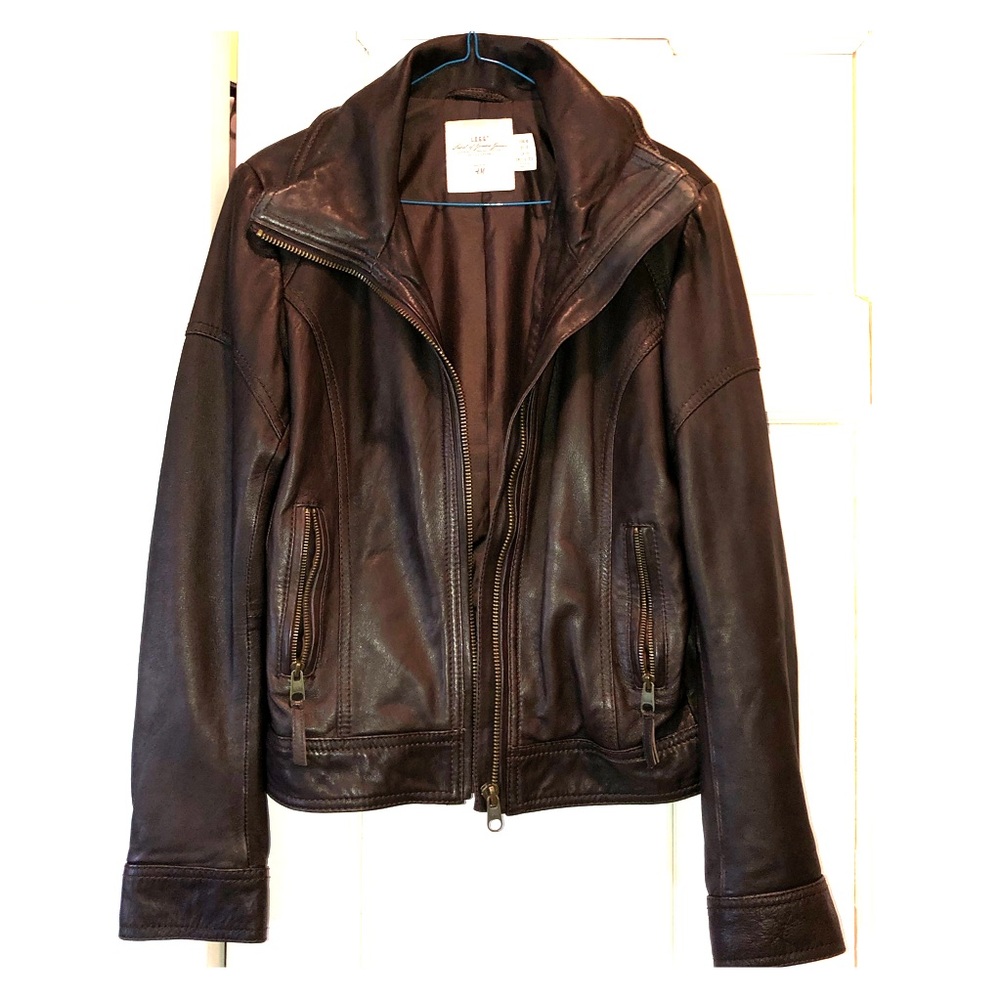 H&M L.O.G.G. Brown Genuine Leather Bomber sz M/10